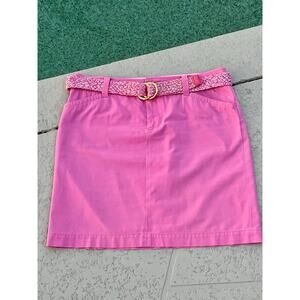 Lilly Pulitzer Bubblegum Pink Cotton Skirt w Braided Belt Sz 8